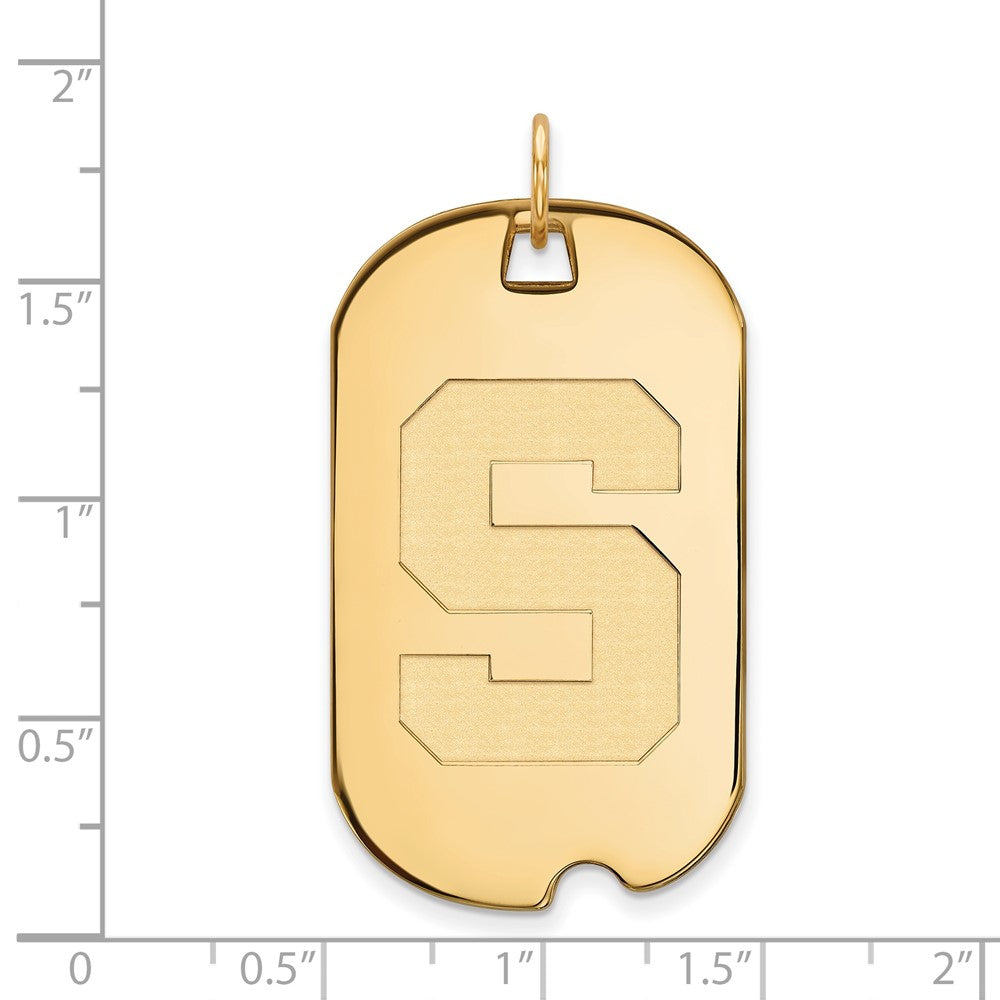 14K Yellow Gold Logoart Michigan State University Letter S Large Dog Tag Pendant
