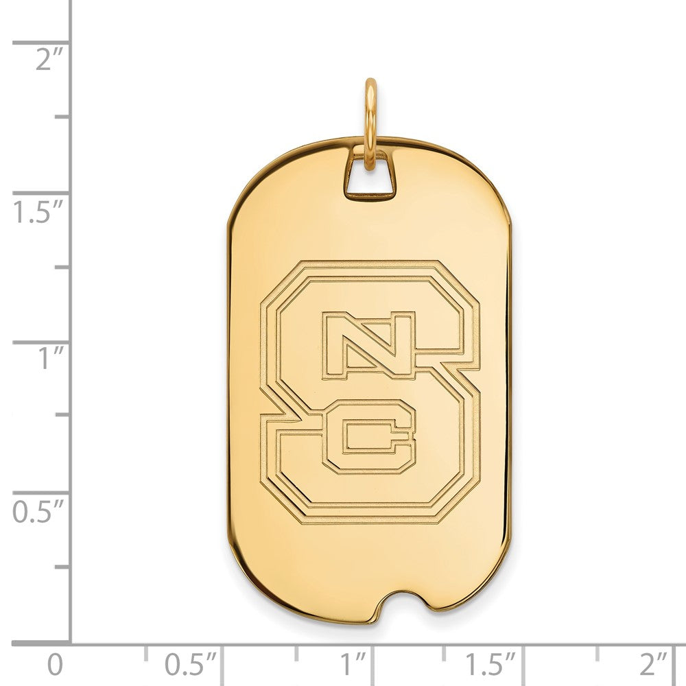 14K Yellow Gold Logoart North Carolina State University N C S Large Dog Tag Pendant