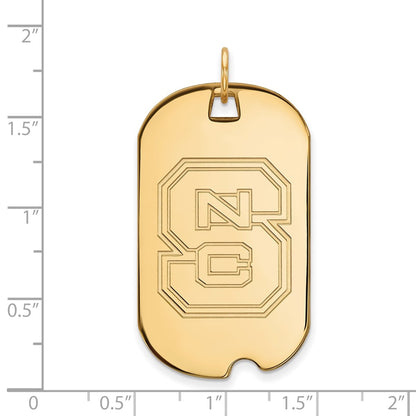 14K Yellow Gold Logoart North Carolina State University N C S Large Dog Tag Pendant