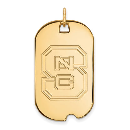 14K Yellow Gold Logoart North Carolina State University N C S Large Dog Tag Pendant