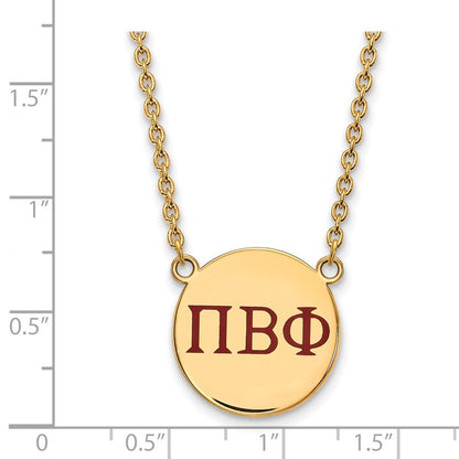 Gold Plated Sterling Silver Logoart Pi Beta Phi Sorority Greek Letters Large Color Enamel Pendant 18 Inch Necklace