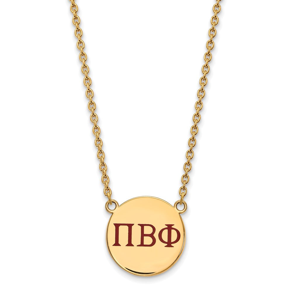 Gold Plated Sterling Silver Logoart Pi Beta Phi Sorority Greek Letters Large Color Enamel Pendant 18 Inch Necklace