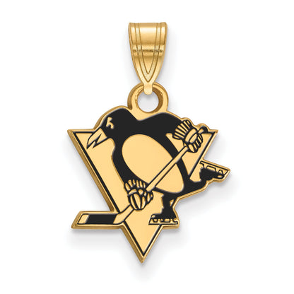 Gold Plated Sterling Silver Nhl Logoart Pittsburgh Penguins Small Enameled Pendant