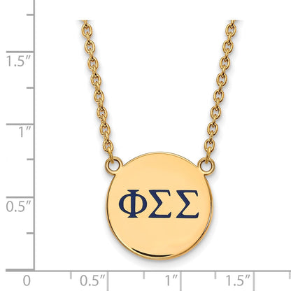 Gold Plated Sterling Silver Logoart Phi Sigma Sorority Greek Letters Large Color Enamel Pendant 18 Inch Necklace