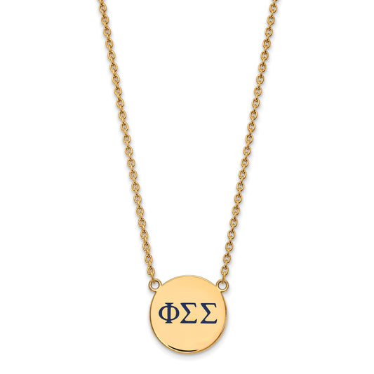 Gold Plated Sterling Silver Logoart Phi Sigma Sorority Greek Letters Large Color Enamel Pendant 18 Inch Necklace