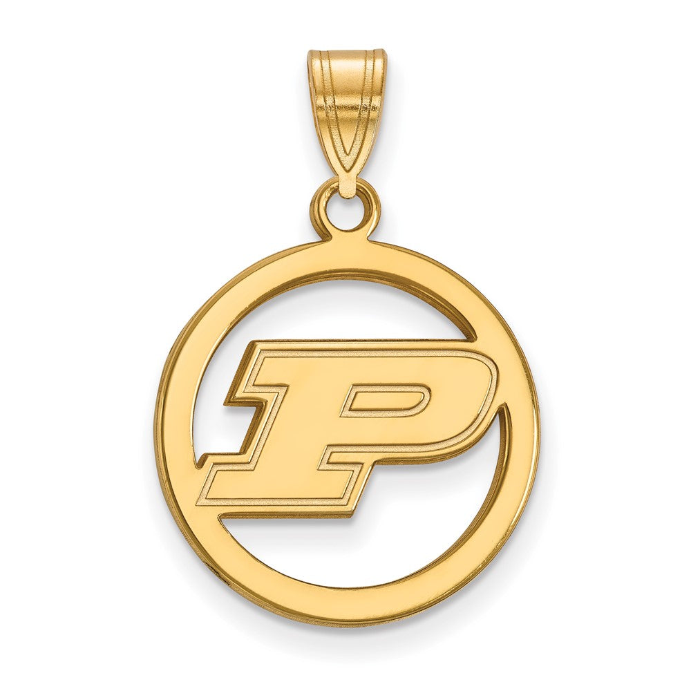 Gold Plated Sterling Silver Logoart Purdue University Letter P Medium Circle Pendant