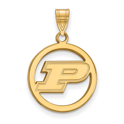 Gold Plated Sterling Silver Logoart Purdue University Letter P Medium Circle Pendant