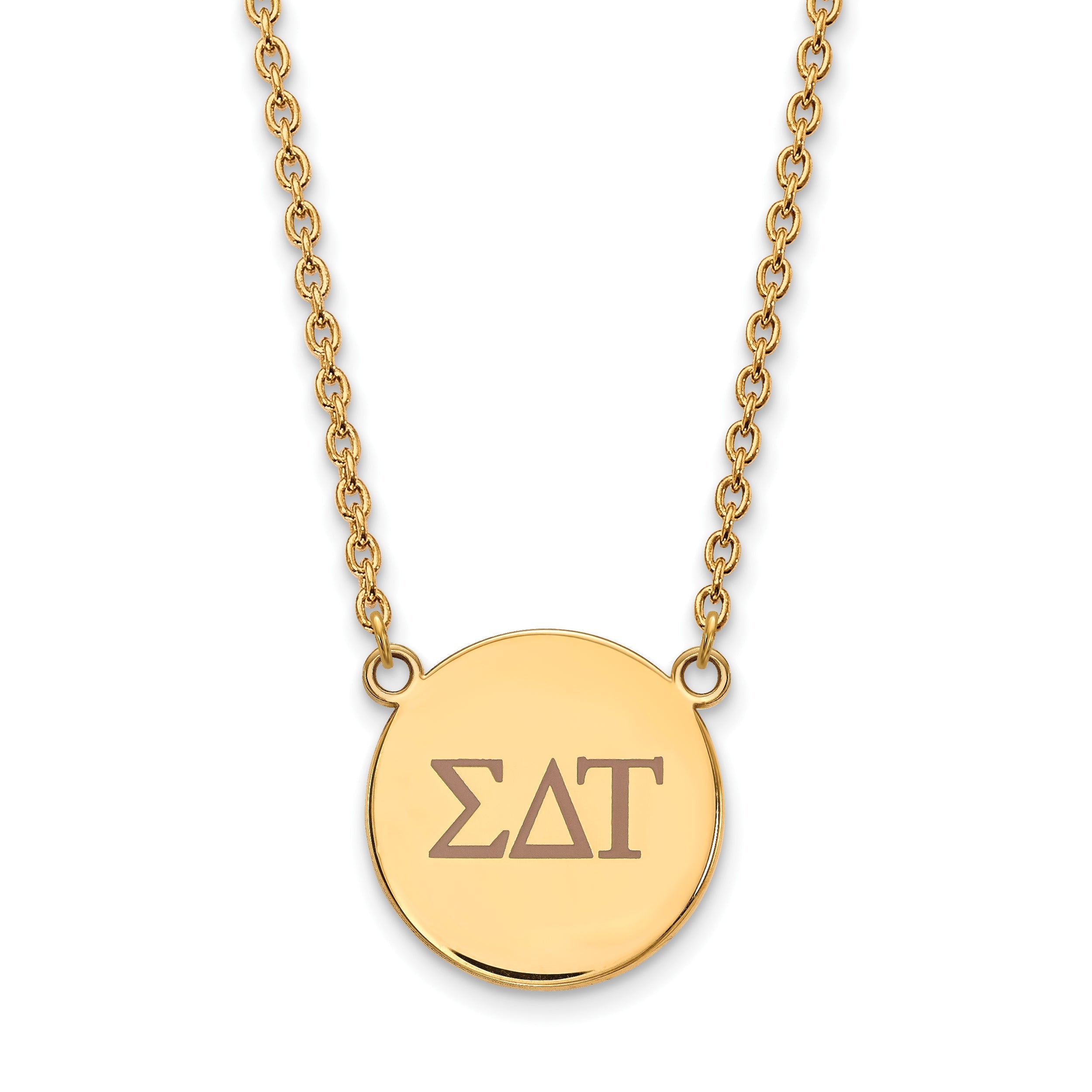 Gold Plated Sterling Silver Logoart Sigma Delta Tau Sorority Greek Letters Large Color Enamel Pendant 18 Inch Necklace