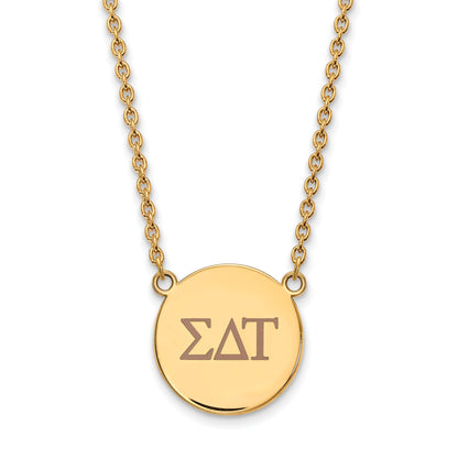 Gold Plated Sterling Silver Logoart Sigma Delta Tau Sorority Greek Letters Large Color Enamel Pendant 18 Inch Necklace
