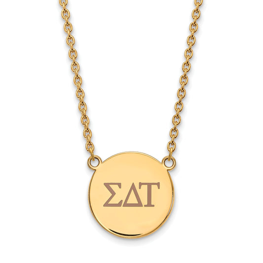 Gold Plated Sterling Silver Logoart Sigma Delta Tau Sorority Greek Letters Large Color Enamel Pendant 18 Inch Necklace