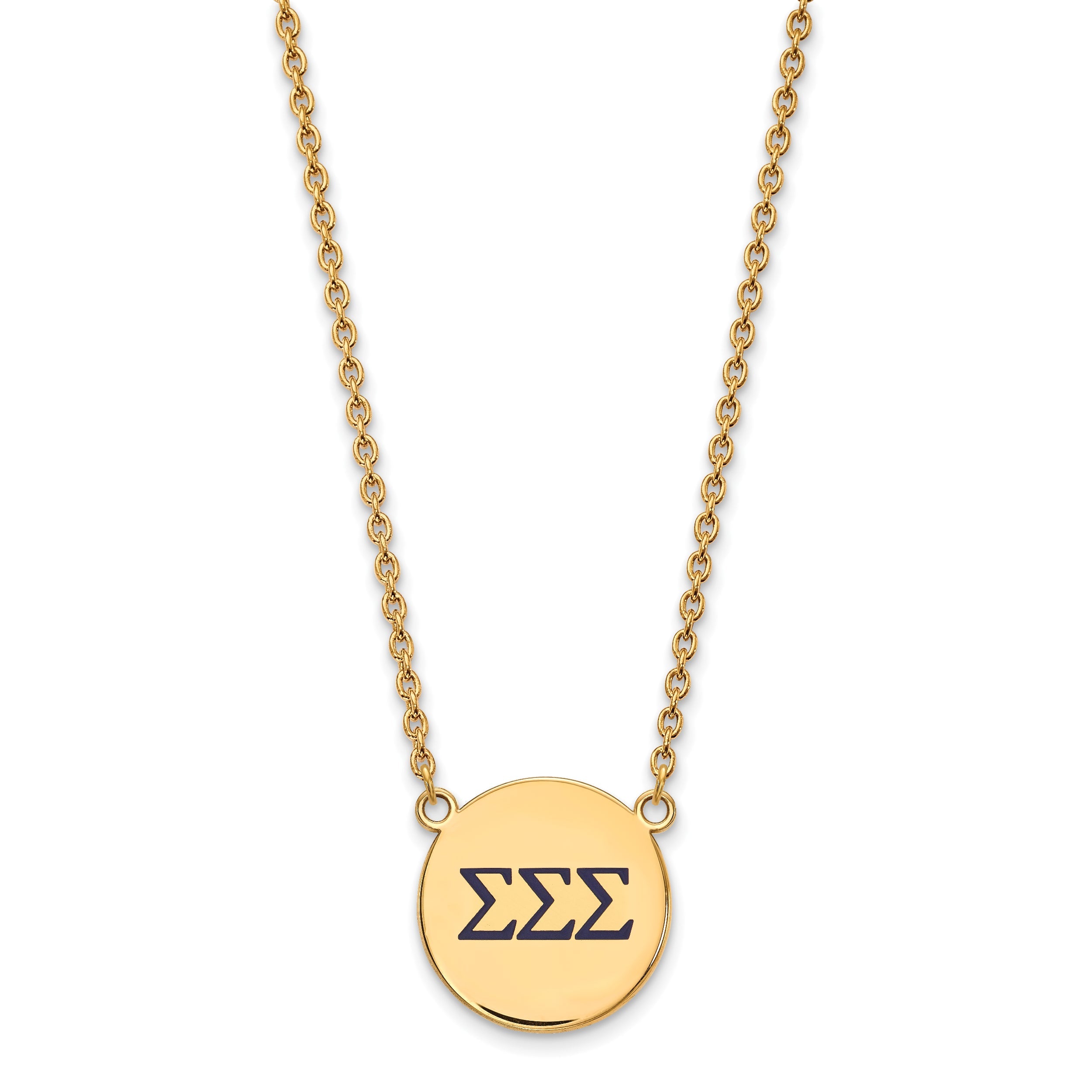 Gold Plated Sterling Silver Logoart Sigma Sorority Greek Letters Large Color Enamel Pendant 18 Inch Necklace
