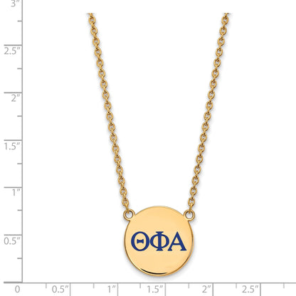 Gold Plated Sterling Silver Logoart Theta Phi Alpha Sorority Greek Letters Large Color Enamel Pendant 18 Inch Necklace