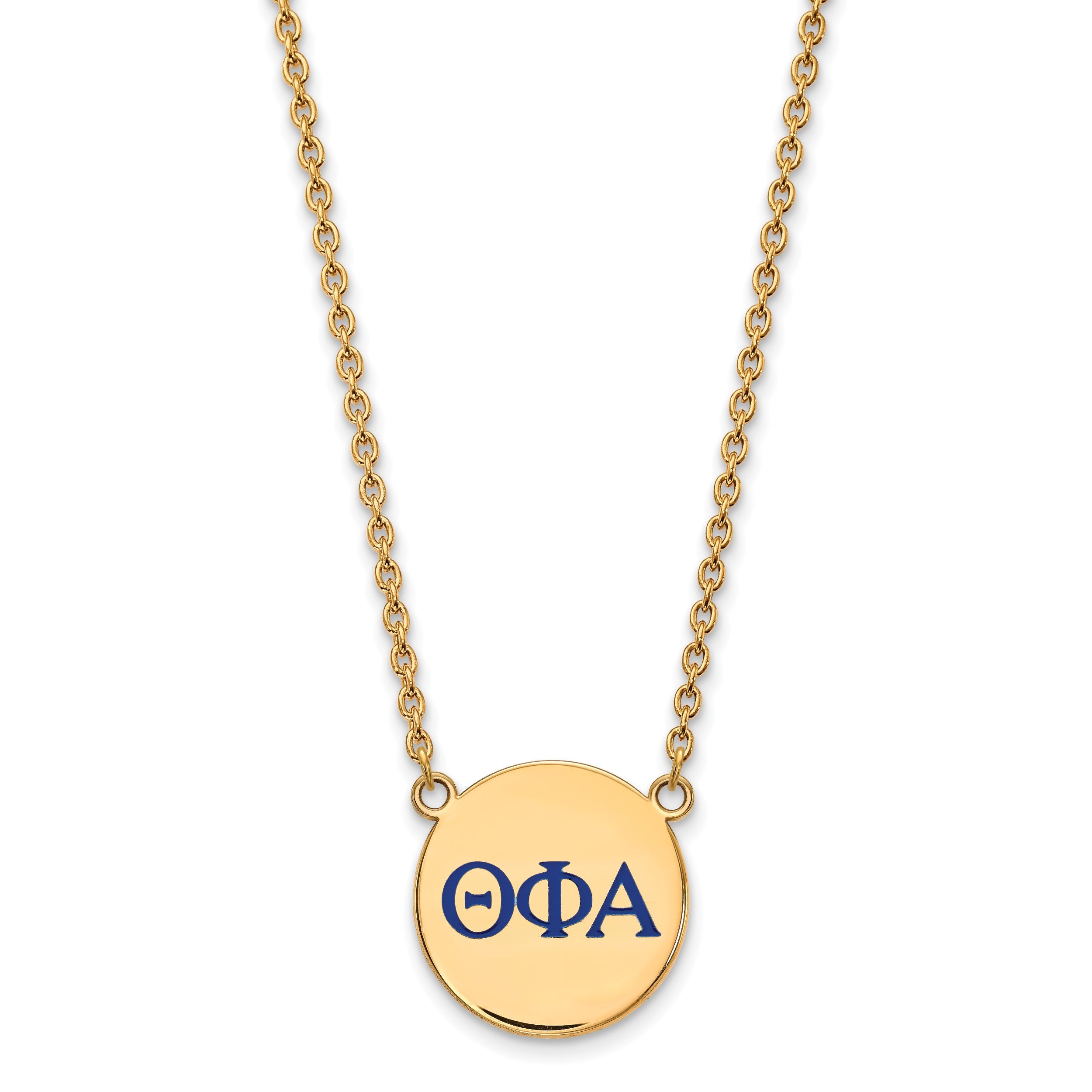 Gold Plated Sterling Silver Logoart Theta Phi Alpha Sorority Greek Letters Large Color Enamel Pendant 18 Inch Necklace