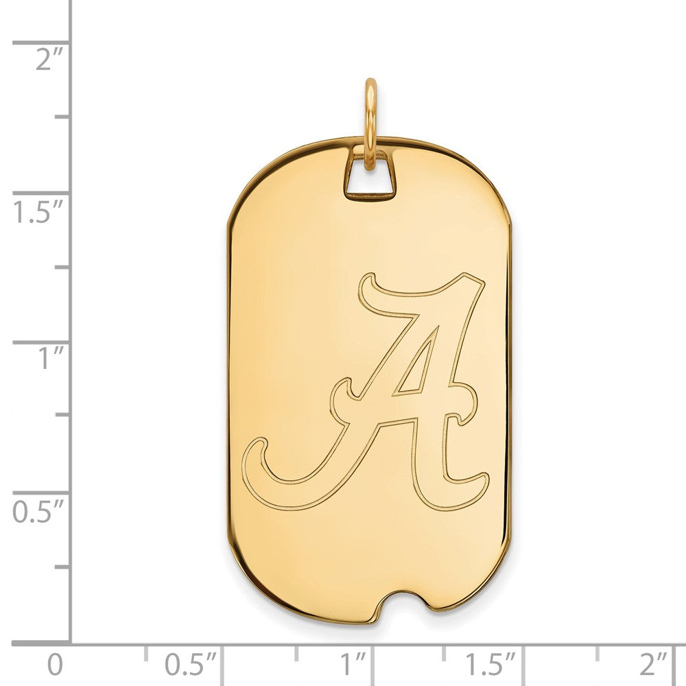 14K Yellow Gold Logoart University Of Alabama Large Dog Tag Pendant