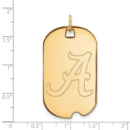 14K Yellow Gold Logoart University Of Alabama Large Dog Tag Pendant