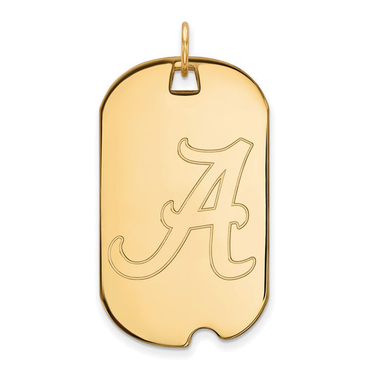 14K Yellow Gold Logoart University Of Alabama Large Dog Tag Pendant
