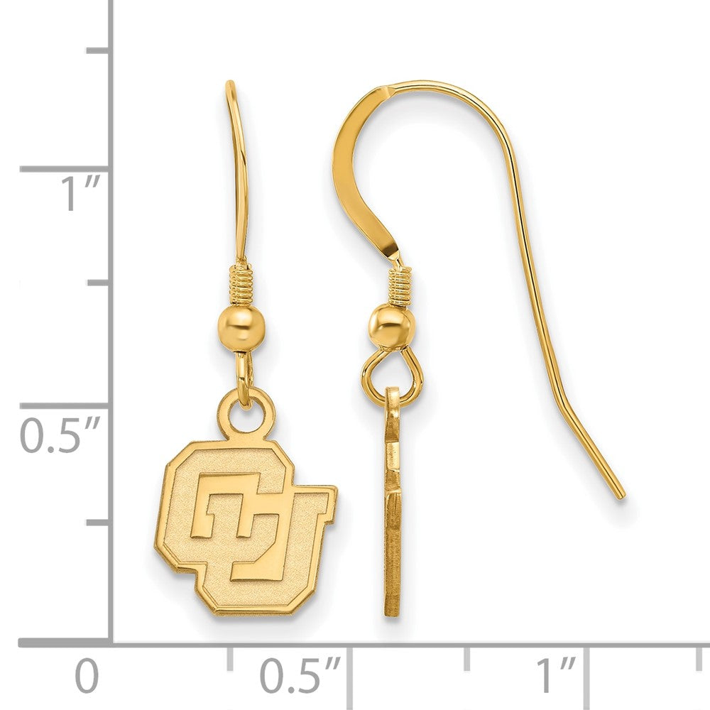 Gold Plated Sterling Silver Logoart University Of Colorado C U Extra Small Dangle Wire Earrings