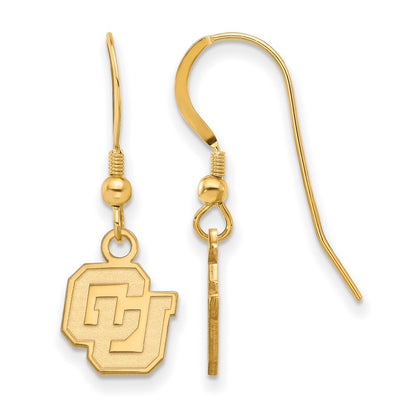 Gold Plated Sterling Silver Logoart University Of Colorado C U Extra Small Dangle Wire Earrings