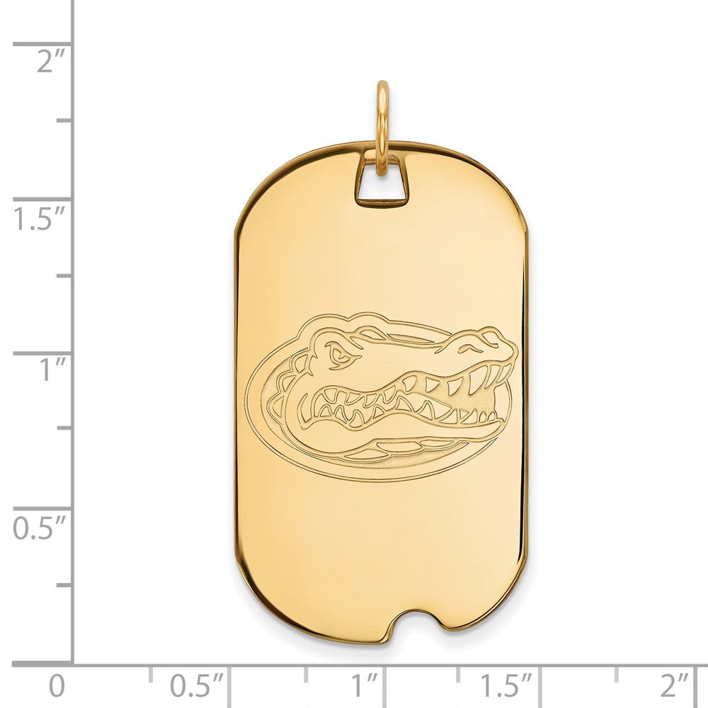 14K Yellow Gold Logoart University Of Florida Gator Large Dog Tag Pendant