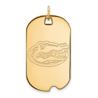 Gold Plated Sterling Silver Logoart University Of Florida Gator Large Dog Tag Pendant