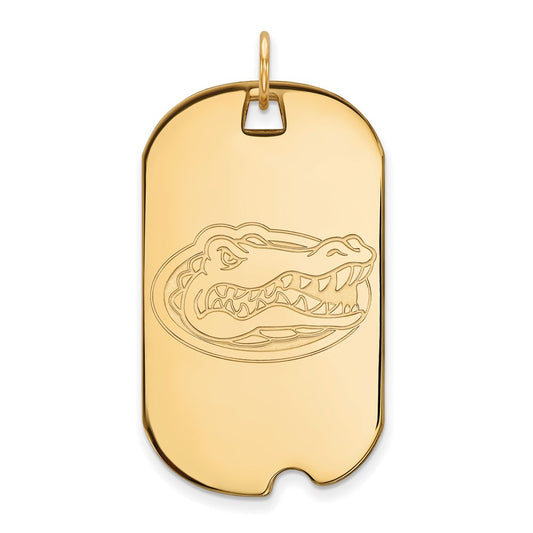 Gold Plated Sterling Silver Logoart University Of Florida Gator Large Dog Tag Pendant