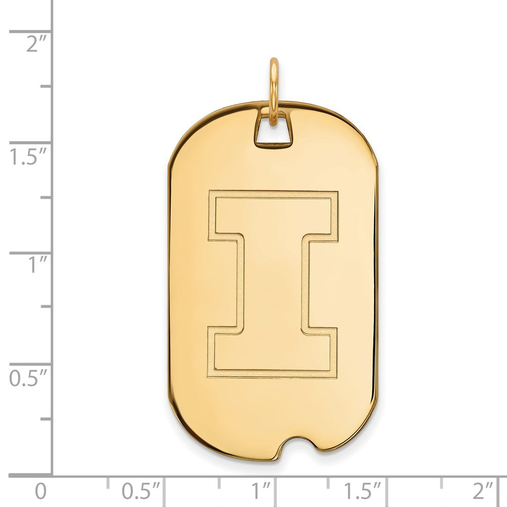 10K Yellow Gold Logoart University Of Illinois Letter I Large Dog Tag Pendant