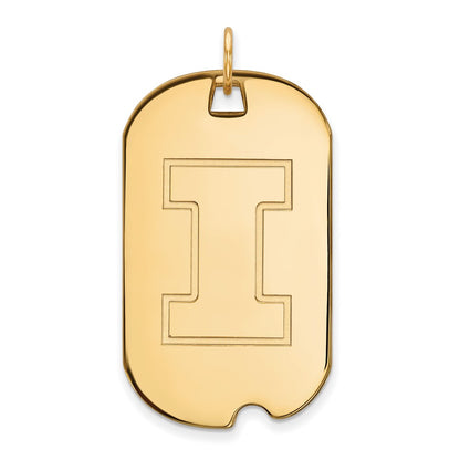 Gold Plated Sterling Silver Logoart University Of Illinois Letter I Large Dog Tag Pendant