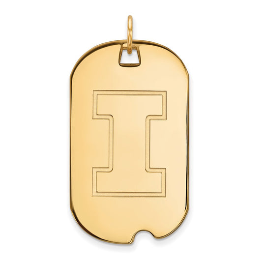 Gold Plated Sterling Silver Logoart University Of Illinois Letter I Large Dog Tag Pendant