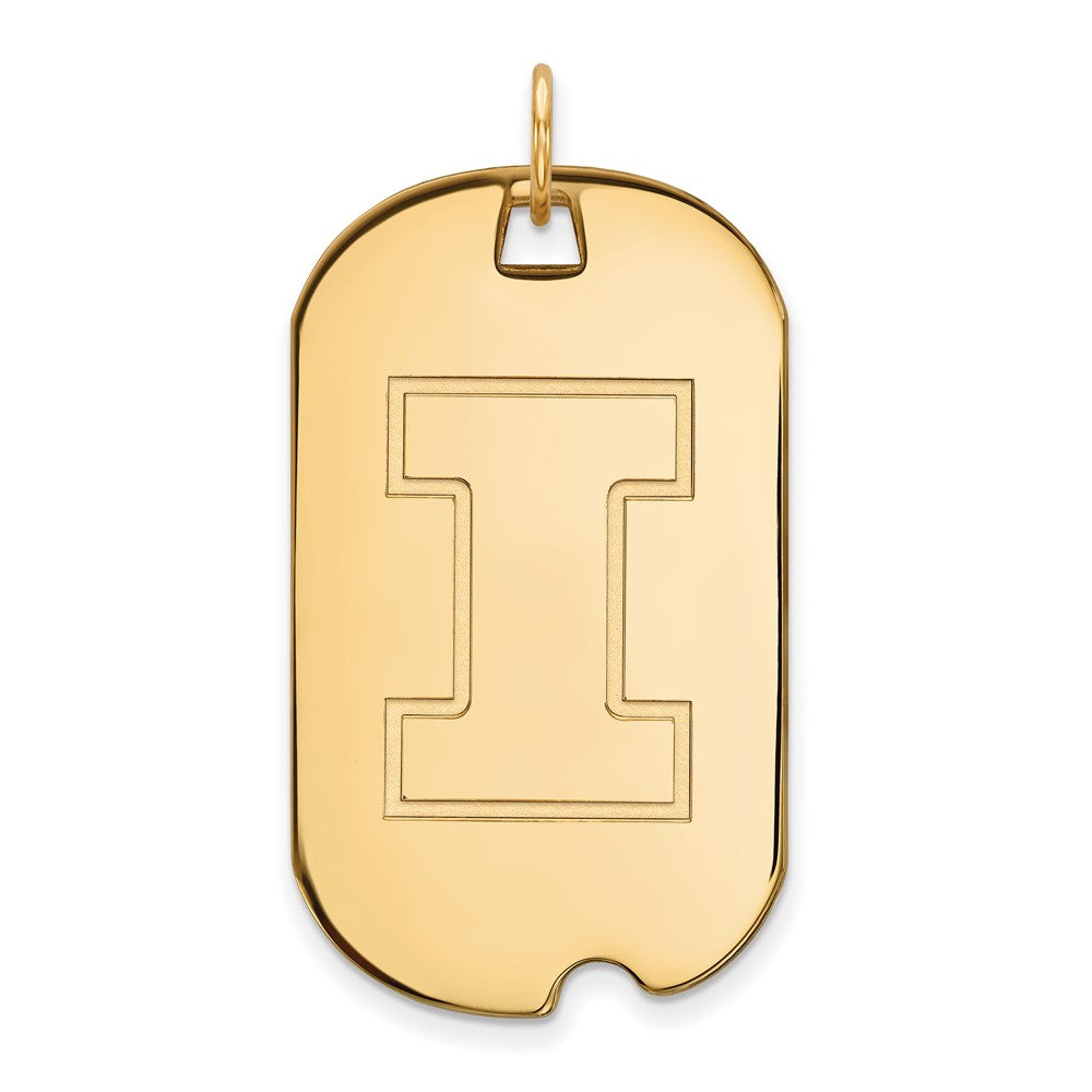 10K Yellow Gold Logoart University Of Illinois Letter I Large Dog Tag Pendant