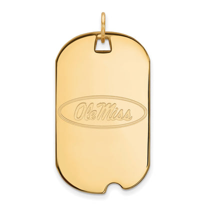 Gold Plated Sterling Silver Logoart University Of Mississippi Ole Miss Large Dog Tag Pendant