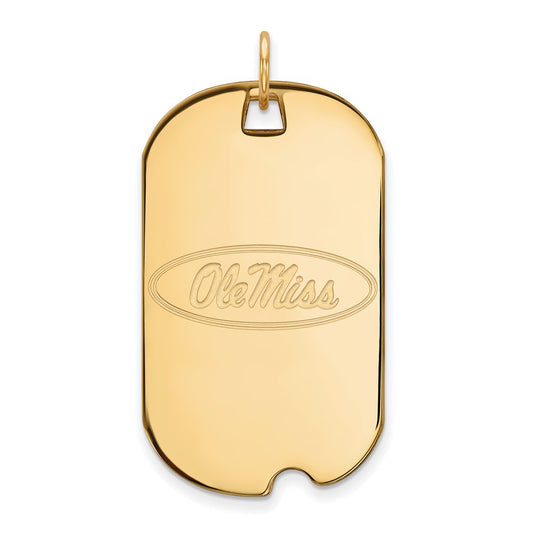 Gold Plated Sterling Silver Logoart University Of Mississippi Ole Miss Large Dog Tag Pendant