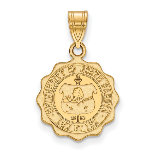 Gold Plated Sterling Silver Logoart University Of North Dakota Medium Crest Pendant