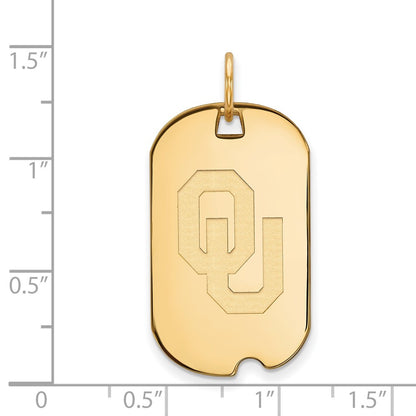 14K Yellow Gold Logoart University Of Oklahoma O U Small Dog Tag Pendant