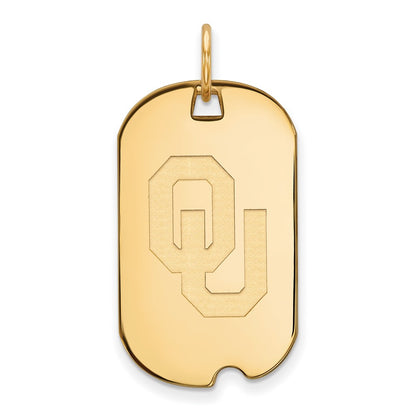 Gold Plated Sterling Silver Logoart University Of Oklahoma O U Small Dog Tag Pendant