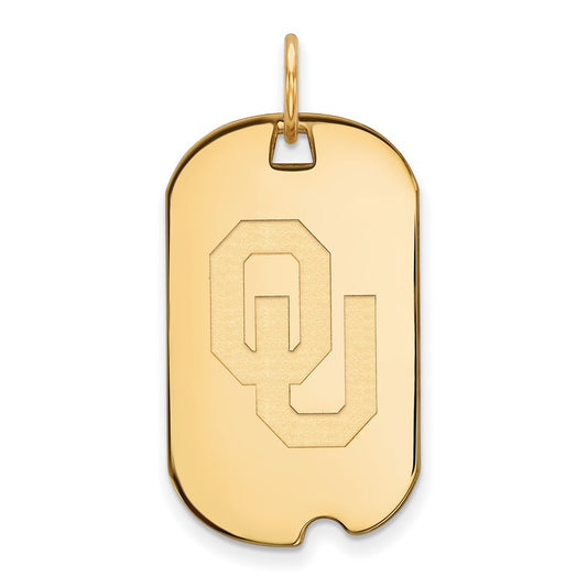 Gold Plated Sterling Silver Logoart University Of Oklahoma O U Small Dog Tag Pendant