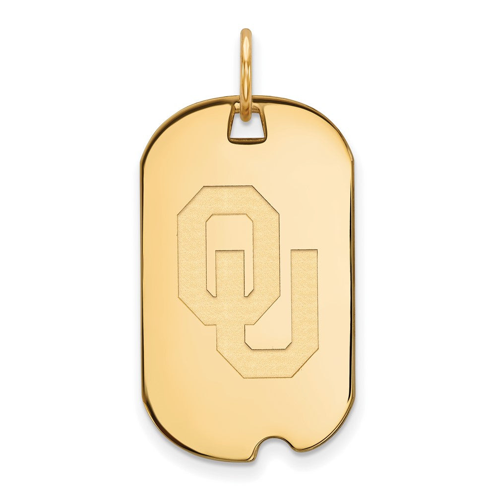 14K Yellow Gold Logoart University Of Oklahoma O U Small Dog Tag Pendant