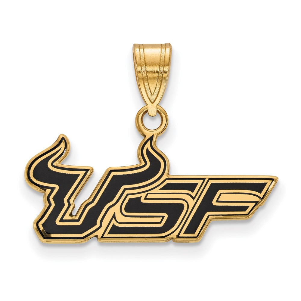 Gold Plated Sterling Silver Logoart University Of South Florida U S F Medium Enameled Pendant