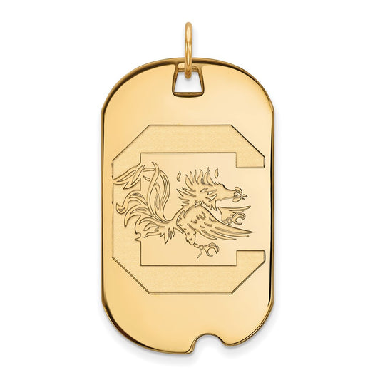 14K Yellow Gold Logoart University Of South Carolina Large Dog Tag Pendant