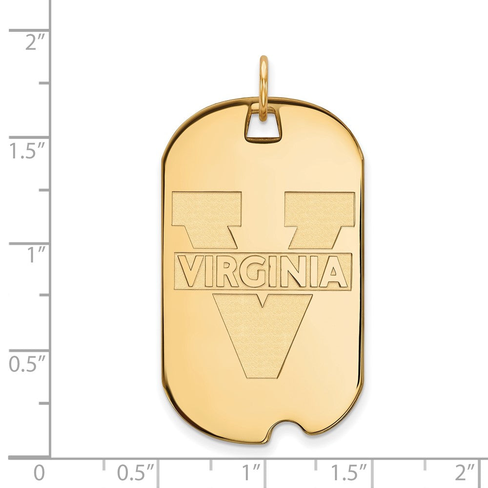 14K Yellow Gold Logoart University Of Virginia Large Dog Tag Pendant