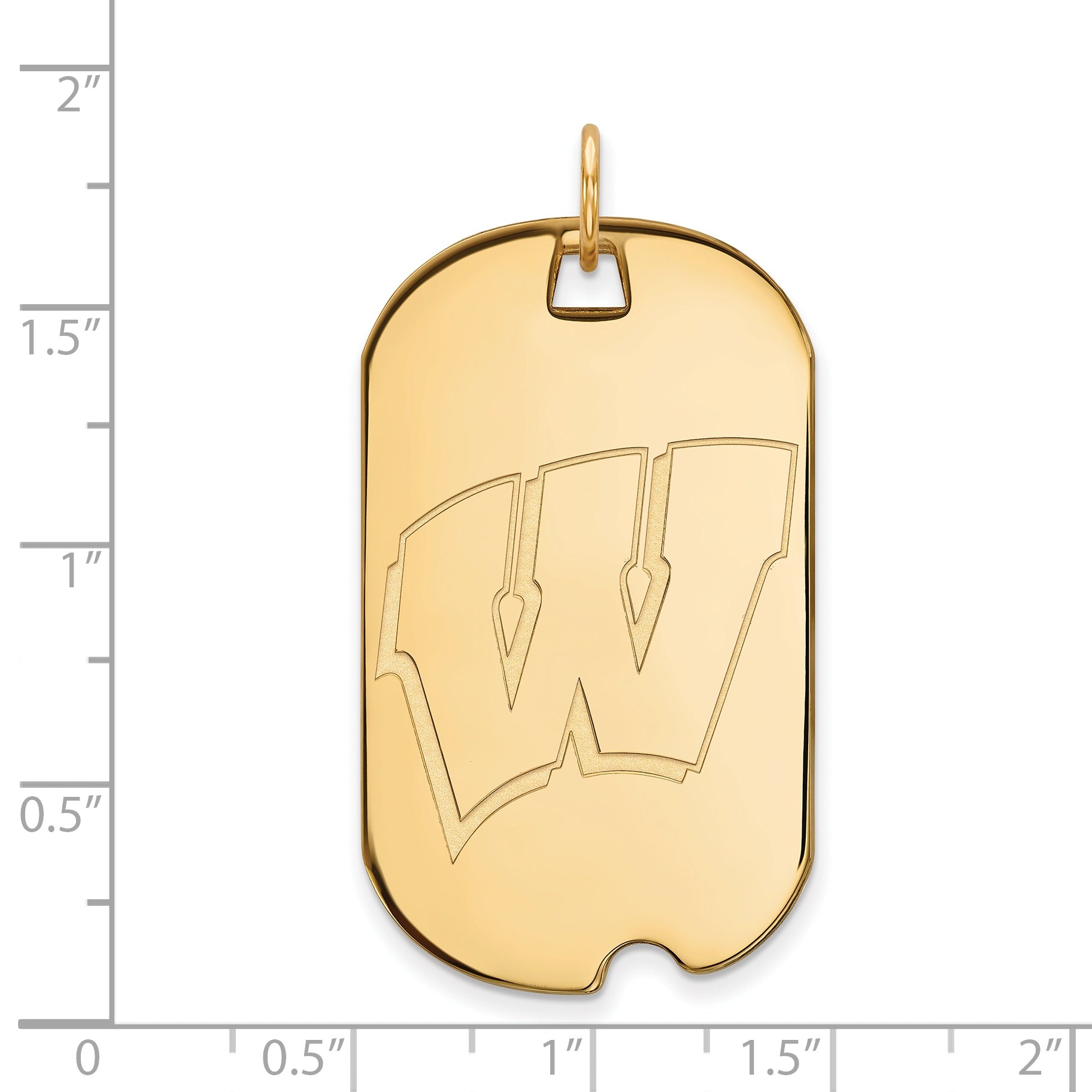 Gold Plated Sterling Silver Logoart University Of Wisconsin Letter W Large Dog Tag Pendant