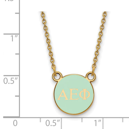 Gold Plated Sterling Silver Logoart Alpha Epsilon Phi Sorority Greek Letters Extra Small Color Enamel Pendant 18 Inch Necklace