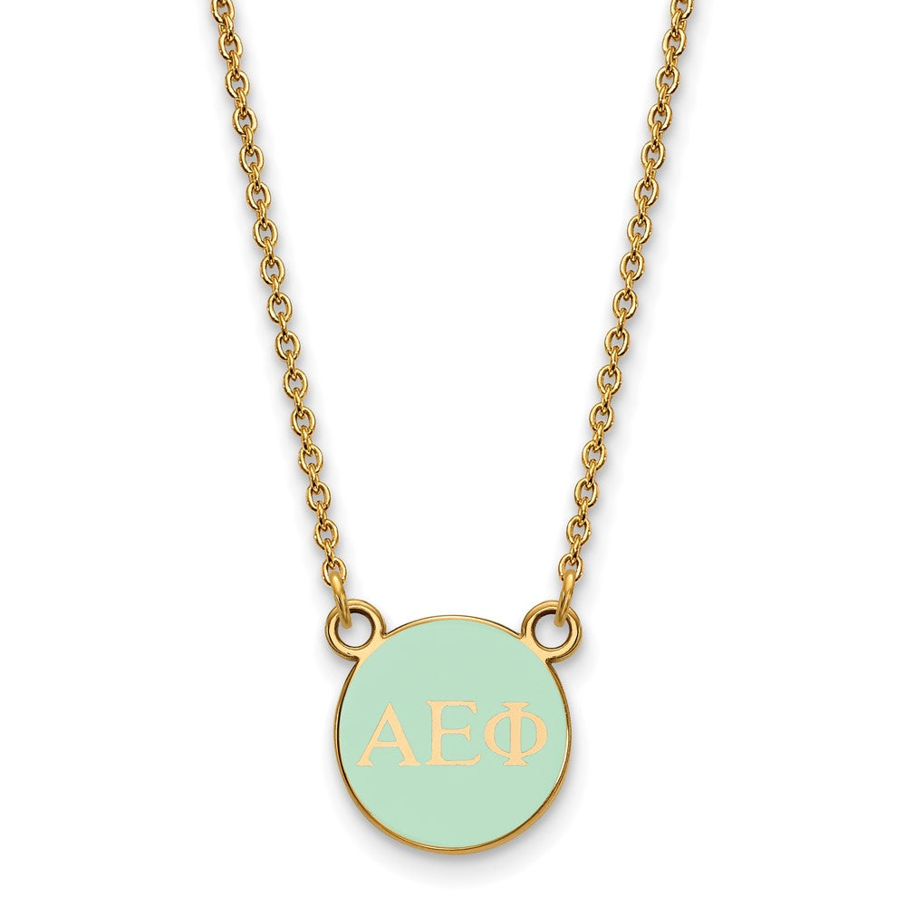 Gold Plated Sterling Silver Logoart Alpha Epsilon Phi Sorority Greek Letters Extra Small Color Enamel Pendant 18 Inch Necklace