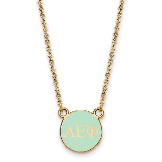 Gold Plated Sterling Silver Logoart Alpha Epsilon Phi Sorority Greek Letters Extra Small Color Enamel Pendant 18 Inch Necklace