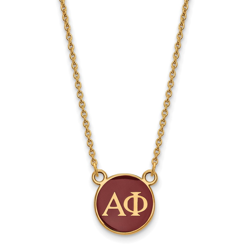 Gold Plated Sterling Silver Logoart Alpha Phi Sorority Greek Letters Small Color Enamel Pendant 18 Inch Necklace