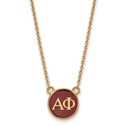 Gold Plated Sterling Silver Logoart Alpha Phi Sorority Greek Letters Small Color Enamel Pendant 18 Inch Necklace