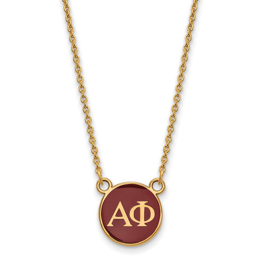 Gold Plated Sterling Silver Logoart Alpha Phi Sorority Greek Letters Small Color Enamel Pendant 18 Inch Necklace