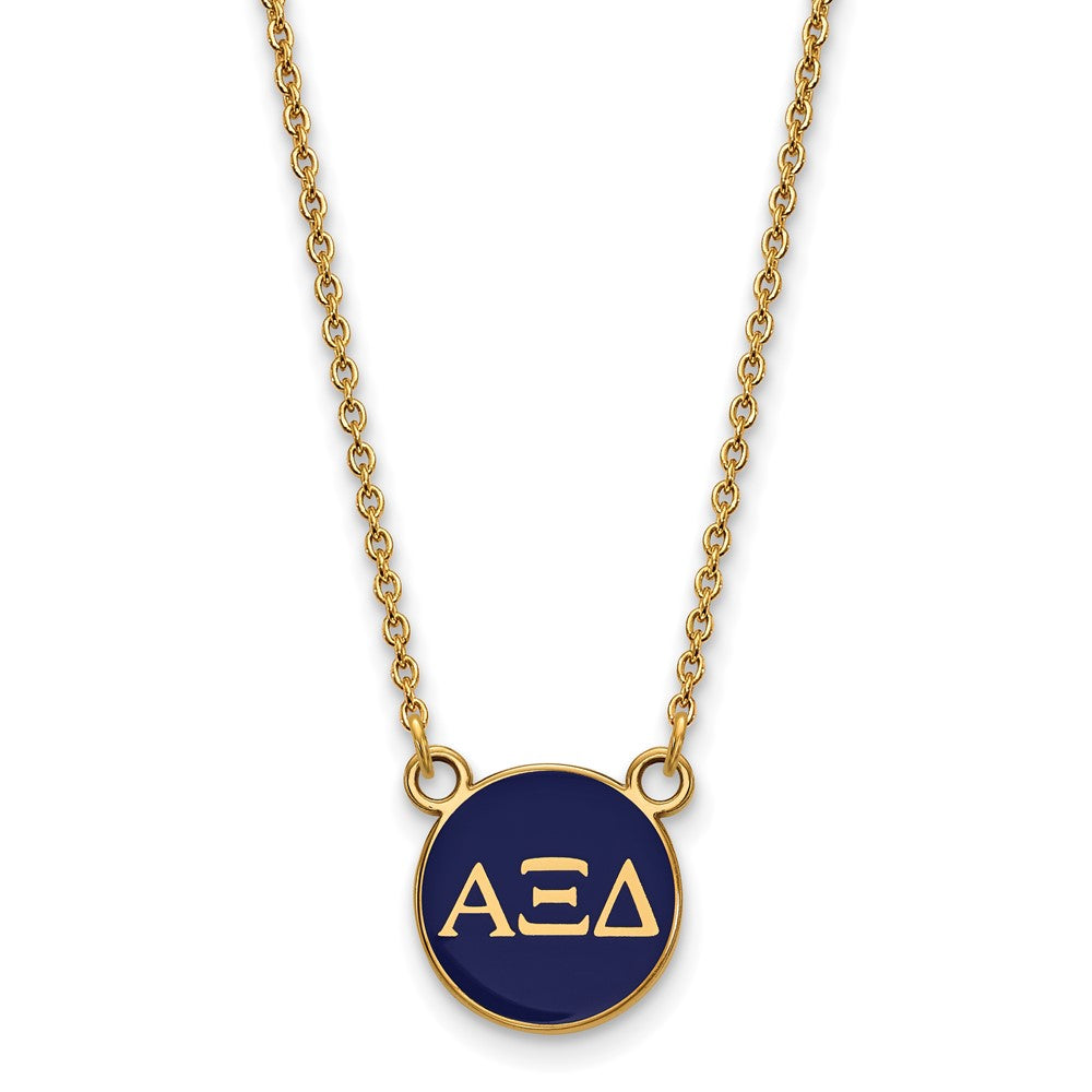 Gold Plated Sterling Silver Logoart Alpha Xi Delta Sorority Greek Letters Small Color Enamel Pendant 18 Inch Necklace