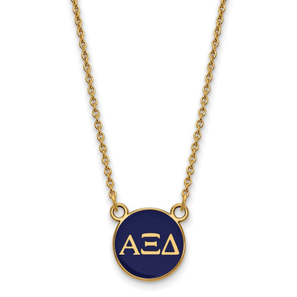 Gold Plated Sterling Silver Logoart Alpha Xi Delta Sorority Greek Letters Small Color Enamel Pendant 18 Inch Necklace