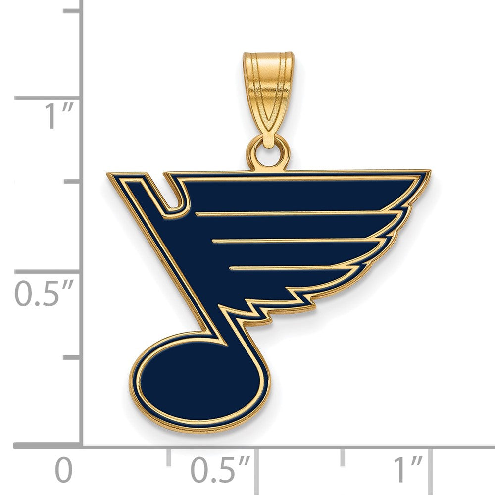 Gold Plated Sterling Silver Nhl Logoart St. Louis Blues Large Enameled Pendant