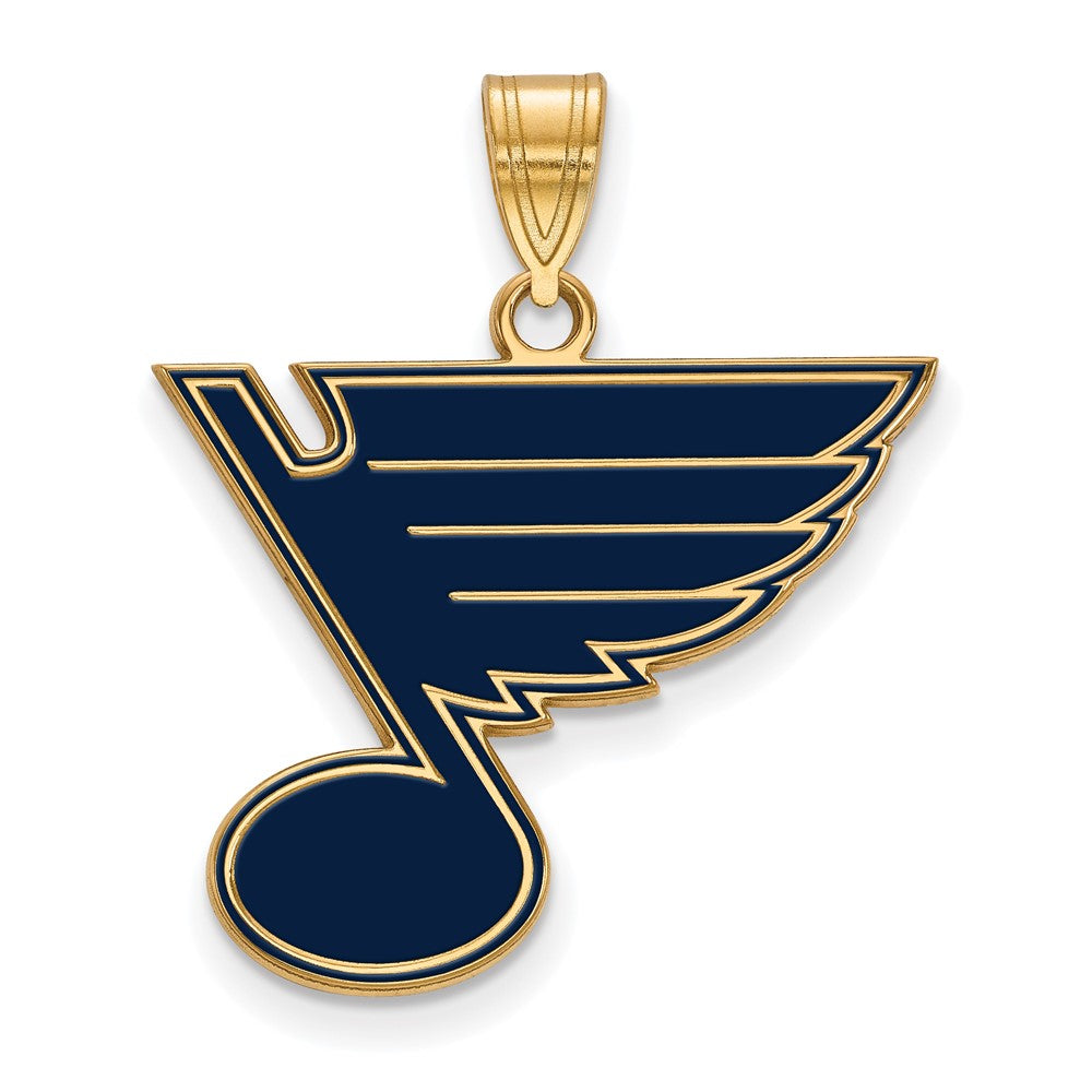 Gold Plated Sterling Silver Nhl Logoart St. Louis Blues Large Enameled Pendant